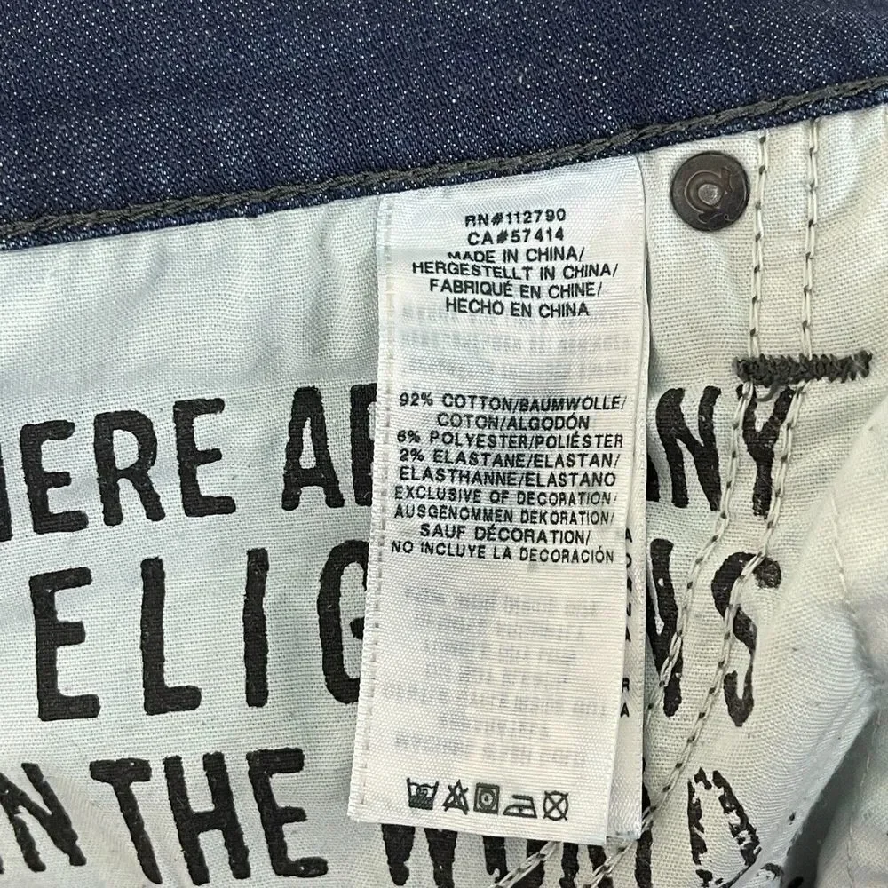 True Religion 32 Geno Relaxed Slim Jeans Blue Painted Distressed Mens